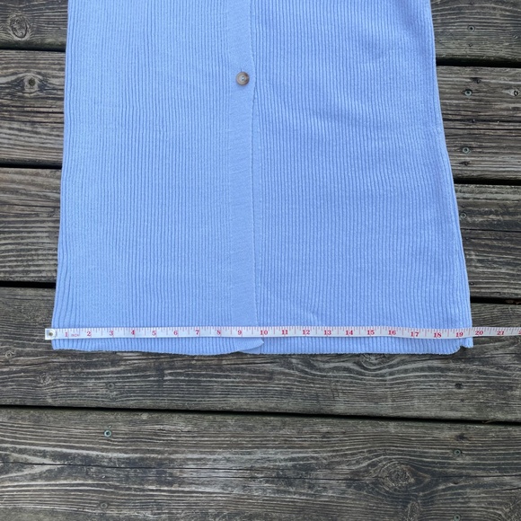 Cardigan Dress: Pretty Lavish Light Blue Midi Knit Button Down Duster - Picture 12 of 13